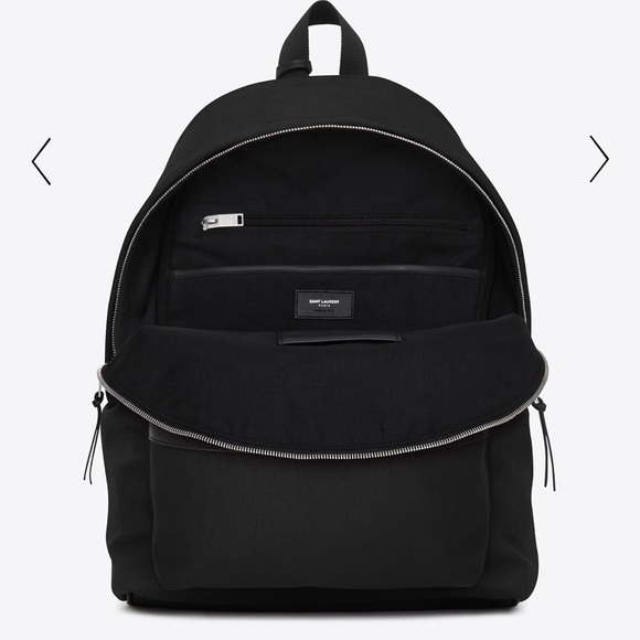 SAINT LAURENT YSL BLACK CITY BACKPACK IN CANVAS, NYLON AND LEATHER - Picture 4 of 4